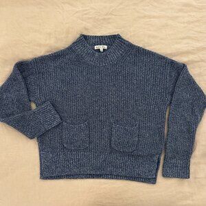 Alex Mill Blue Marl Cotton Mock Neck Sweater